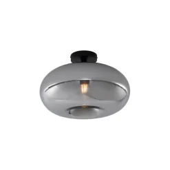 QAZQA Art Deco plafondlamp zwart met smoke glas 40cm - Busa
