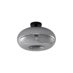 QAZQA Art Deco plafondlamp zwart met smoke glas 40cm - Busa