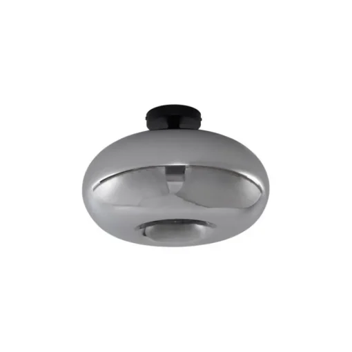 QAZQA Art Deco plafondlamp zwart met smoke glas 40cm - Busa