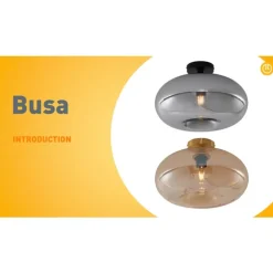 QAZQA Art Deco plafondlamp zwart met smoke glas 40cm - Busa