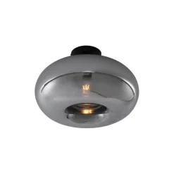 QAZQA Art Deco plafondlamp zwart met smoke glas 40cm - Busa