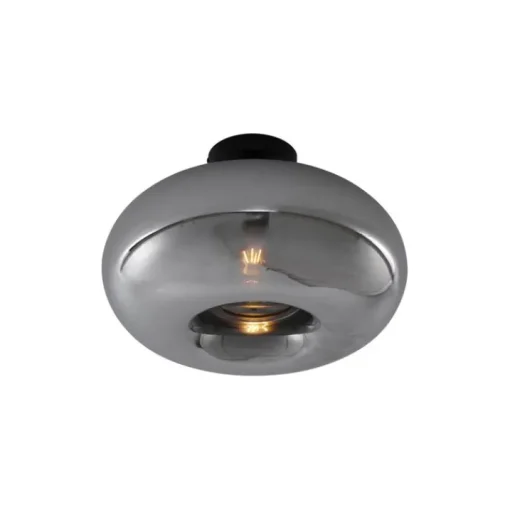 QAZQA Art Deco plafondlamp zwart met smoke glas 40cm - Busa
