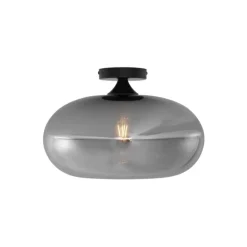 QAZQA Art Deco plafondlamp zwart met smoke glas 40cm - Busa