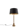 QAZQA Art deco tafellamp brons met katoenen kap zwart 35 cm - Pisos