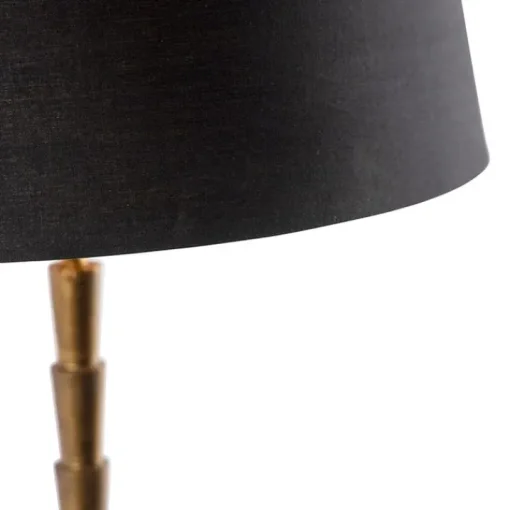 QAZQA Art deco tafellamp brons met katoenen kap zwart 35 cm - Pisos