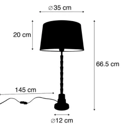 QAZQA Art deco tafellamp brons met katoenen kap zwart 35 cm - Pisos