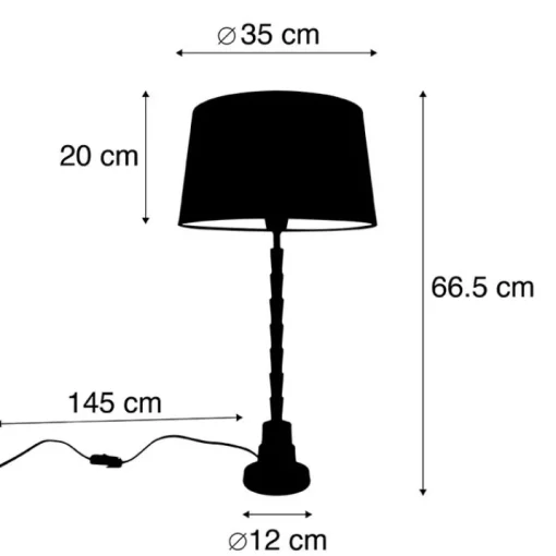 QAZQA Art deco tafellamp brons met katoenen kap zwart 35 cm - Pisos