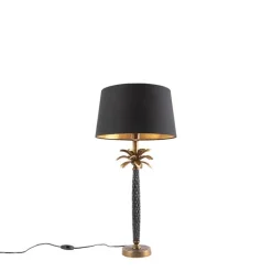 QAZQA Art Deco tafellamp brons met zwarte kap 35 cm - Areka
