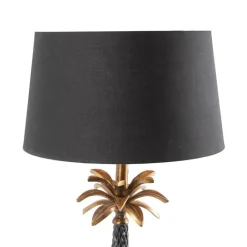 QAZQA Art Deco tafellamp brons met zwarte kap 35 cm - Areka