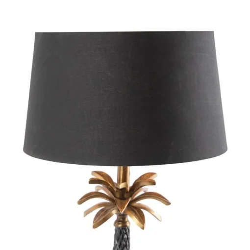 QAZQA Art Deco tafellamp brons met zwarte kap 35 cm - Areka