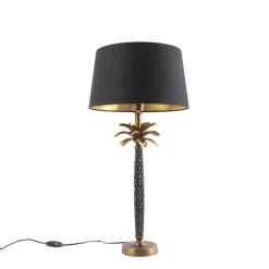 QAZQA Art Deco tafellamp brons met zwarte kap 35 cm - Areka