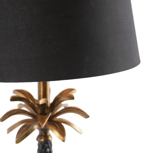 QAZQA Art Deco tafellamp brons met zwarte kap 35 cm - Areka