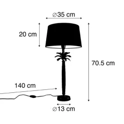 QAZQA Art Deco tafellamp brons met zwarte kap 35 cm - Areka
