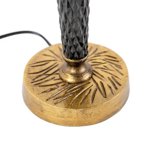QAZQA Art Deco tafellamp brons met zwarte kap 35 cm - Areka