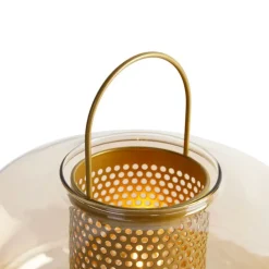 QAZQA Art deco tafellamp goud met amber glas 30 cm - Kevin
