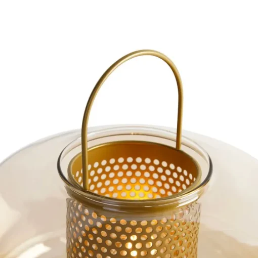 QAZQA Art deco tafellamp goud met amber glas 30 cm - Kevin