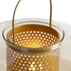 QAZQA Art deco tafellamp goud met amber glas 30 cm - Kevin
