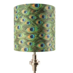 QAZQA Art Deco tafellamp goud velours kap pauw dessin 40 cm - Diverso