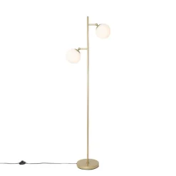 QAZQA Art Deco vloerlamp goud met mat glas 2-lichts - Pallon