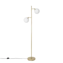 QAZQA Art Deco vloerlamp goud met mat glas 2-lichts - Pallon