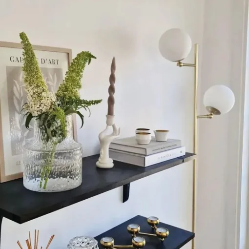 QAZQA Art Deco vloerlamp goud met mat glas 2-lichts - Pallon