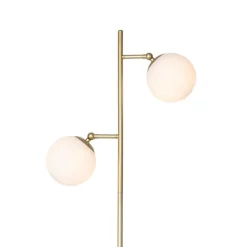 QAZQA Art Deco vloerlamp goud met mat glas 2-lichts - Pallon