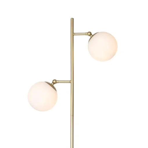 QAZQA Art Deco vloerlamp goud met mat glas 2-lichts - Pallon