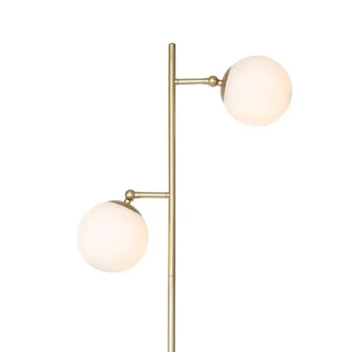 QAZQA Art Deco vloerlamp goud met mat glas 2-lichts - Pallon