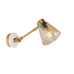 QAZQA Art Deco wandlamp brons met marmer en amber glas - Nina