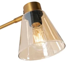 QAZQA Art Deco wandlamp brons met marmer en amber glas - Nina