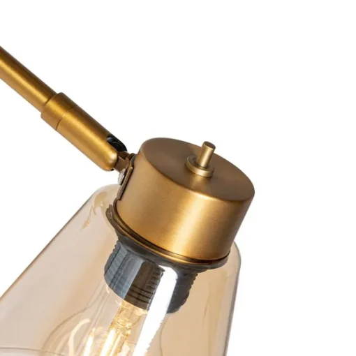 QAZQA Art Deco wandlamp brons met marmer en amber glas - Nina