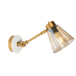 QAZQA Art Deco wandlamp brons met marmer en amber glas - Nina