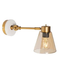 QAZQA Art Deco wandlamp brons met marmer en amber glas - Nina
