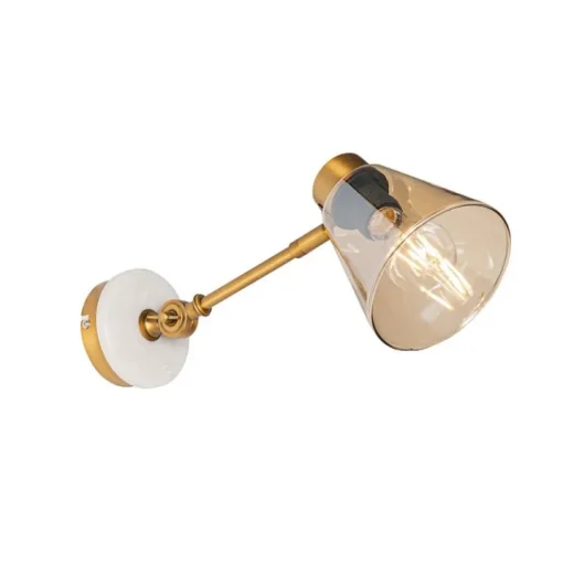 QAZQA Art Deco wandlamp brons met marmer en amber glas - Nina
