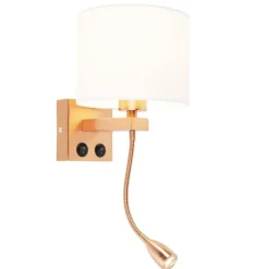QAZQA Art deco wandlamp koper met witte kap - Brescia
