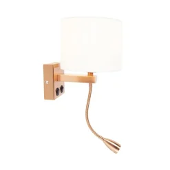 QAZQA Art deco wandlamp koper met witte kap - Brescia