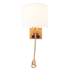 QAZQA Art deco wandlamp koper met witte kap - Brescia