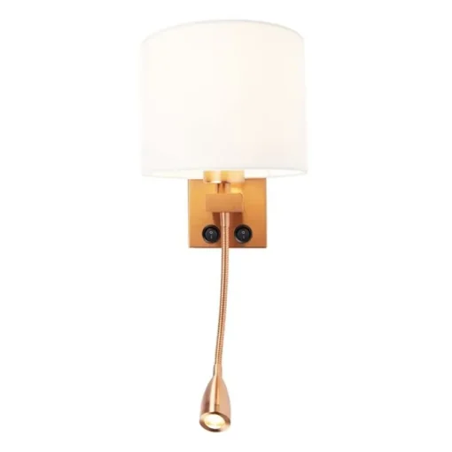 QAZQA Art deco wandlamp koper met witte kap - Brescia