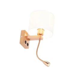 QAZQA Art deco wandlamp koper met witte kap - Brescia