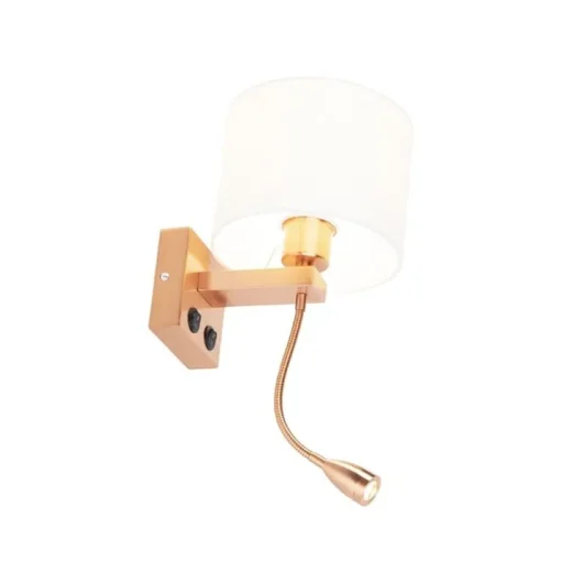 QAZQA Art deco wandlamp koper met witte kap - Brescia