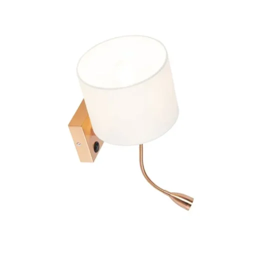 QAZQA Art deco wandlamp koper met witte kap - Brescia