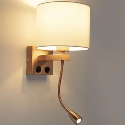 QAZQA Art deco wandlamp koper met witte kap - Brescia