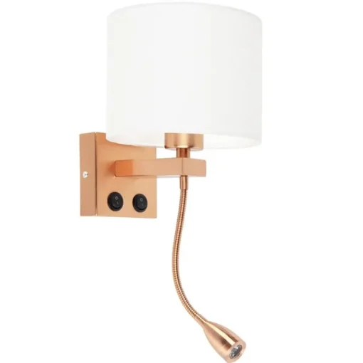 QAZQA Art deco wandlamp koper met witte kap - Brescia