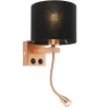 QAZQA Art deco wandlamp koper met zwarte kap - Brescia