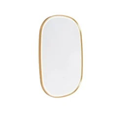 QAZQA Professional Badkamerspiegel goud incl. LED met touch dimmer ovaal - Miral