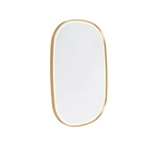 QAZQA Professional Badkamerspiegel goud incl. LED met touch dimmer ovaal - Miral