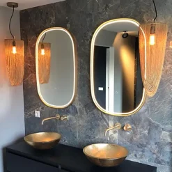 QAZQA Professional Badkamerspiegel goud incl. LED met touch dimmer ovaal - Miral