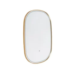 QAZQA Professional Badkamerspiegel goud incl. LED met touch dimmer ovaal - Miral