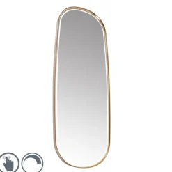 QAZQA Badkamerspiegel rosé goud incl. LED en touch dimmer - Geraldien