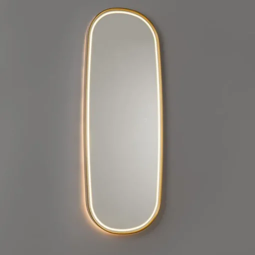 QAZQA Badkamerspiegel rosé goud incl. LED en touch dimmer - Geraldien